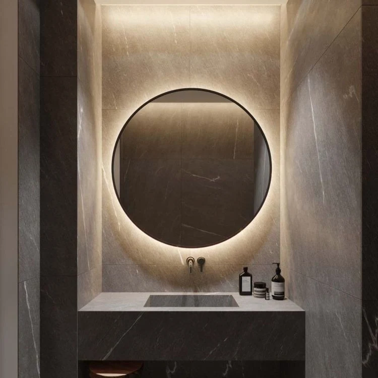 Jinghu Usine Vente en gros Miroir de salle de bain éclairé rétroéclairé à cadre en aluminium de style européen certifié CE UL IP44.