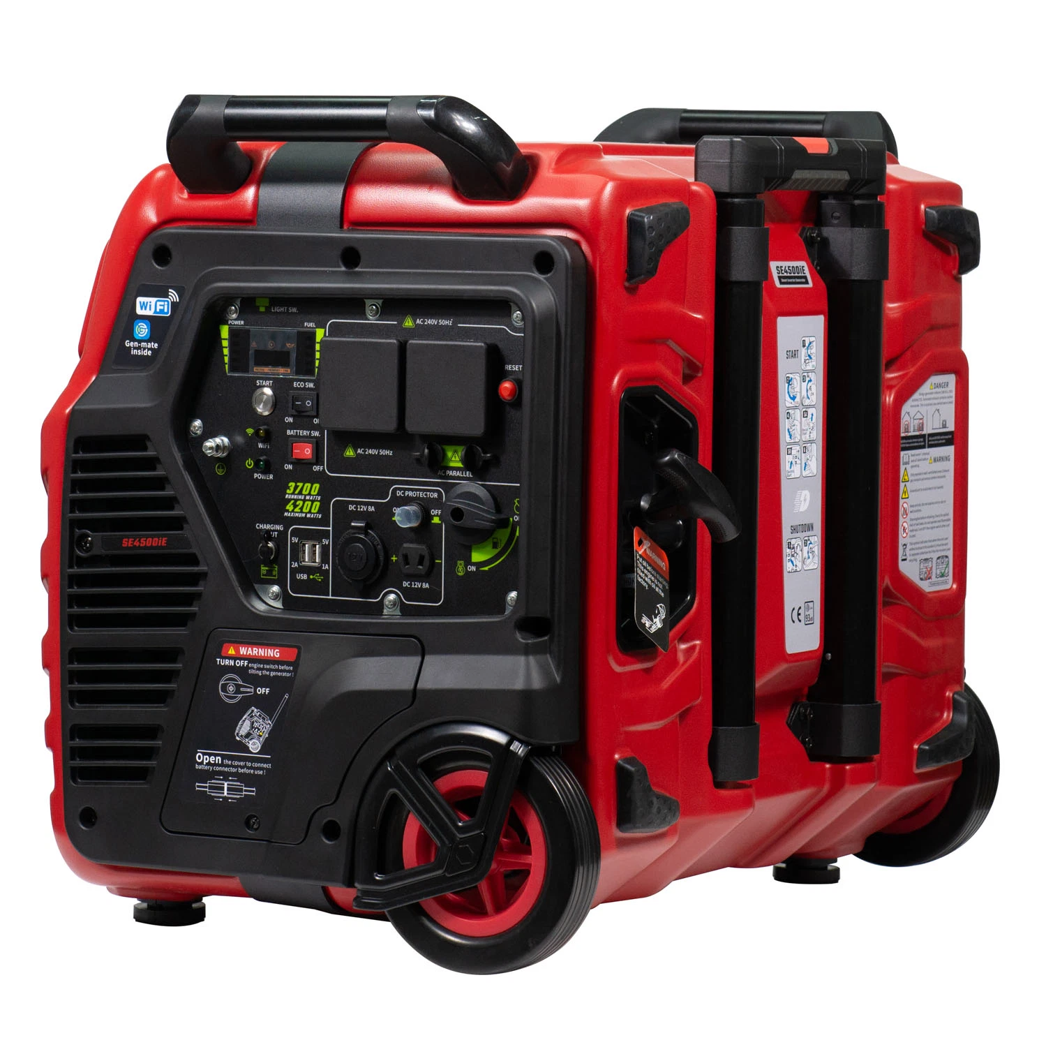 Hot Sale Magnet Engine 3kw 4kw Pure Sine Wave Silent Portable Power Gasoline Generator with Wheels & Drawbar APP Control