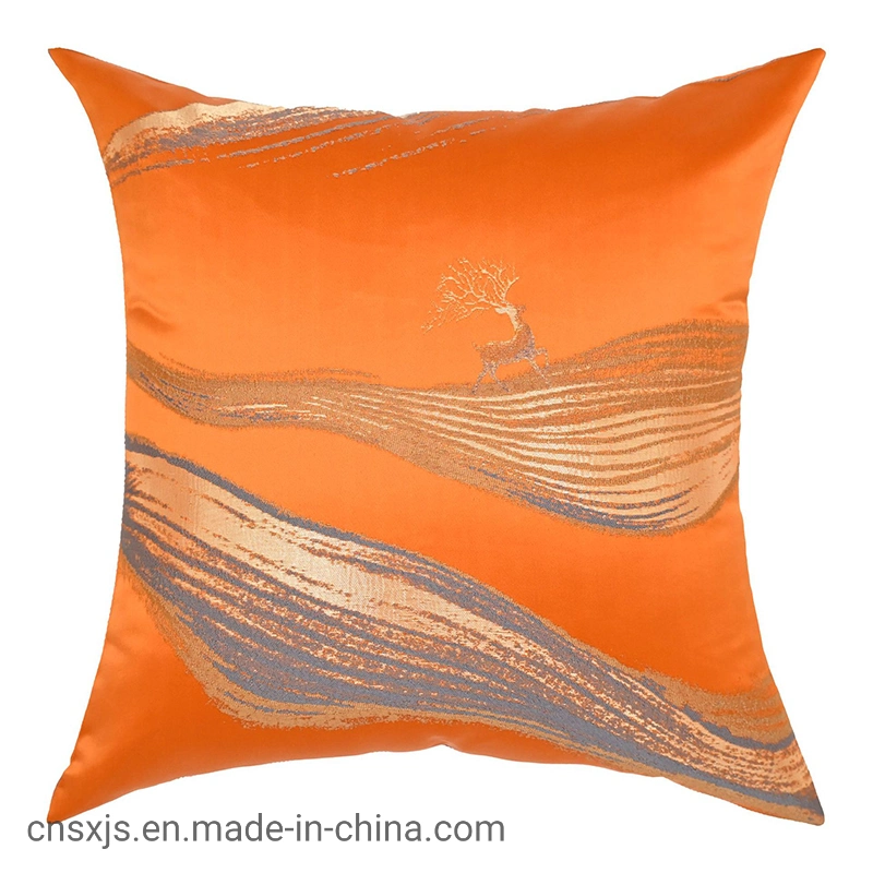 Housse de coussin arrière pour salon avec motif de cerf en feuille d'or chinois.