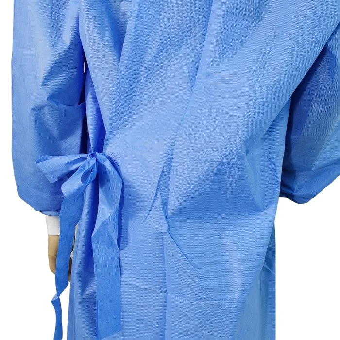 Cost-Effective Disposable Surgical Gown Waterproof Blue Color Knit Cuffs SMS Isolation Gown