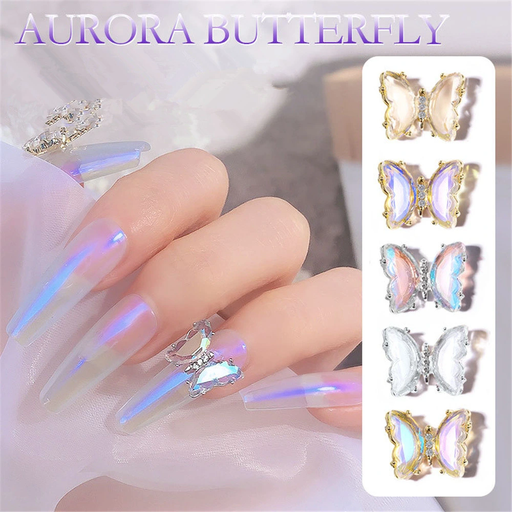 Hot Selling Nail Art Accessories Wholesale/Supplier Crystal Rhinestone Butterfly Jewelry 3D Nail Art Butterfly Jewelry Crystal Butterfly Nail Rhinestone