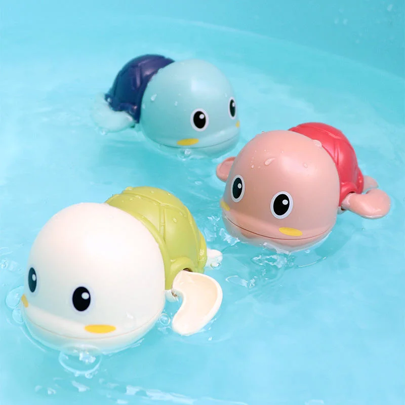 Novelty Cute Swimming Pool Cartoon Animals Tortoise Duck Wind up Spring Clockwork ABS Plastic Bath Toys for Baby