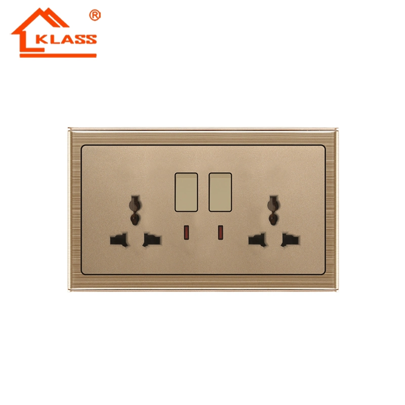 Fabrik-Ausgang einfaches Design elektrischer Wandschalter 220V 13A Buchse Mit 2-Port USB Edelstahl Material Wandschalter Startseite Verwenden