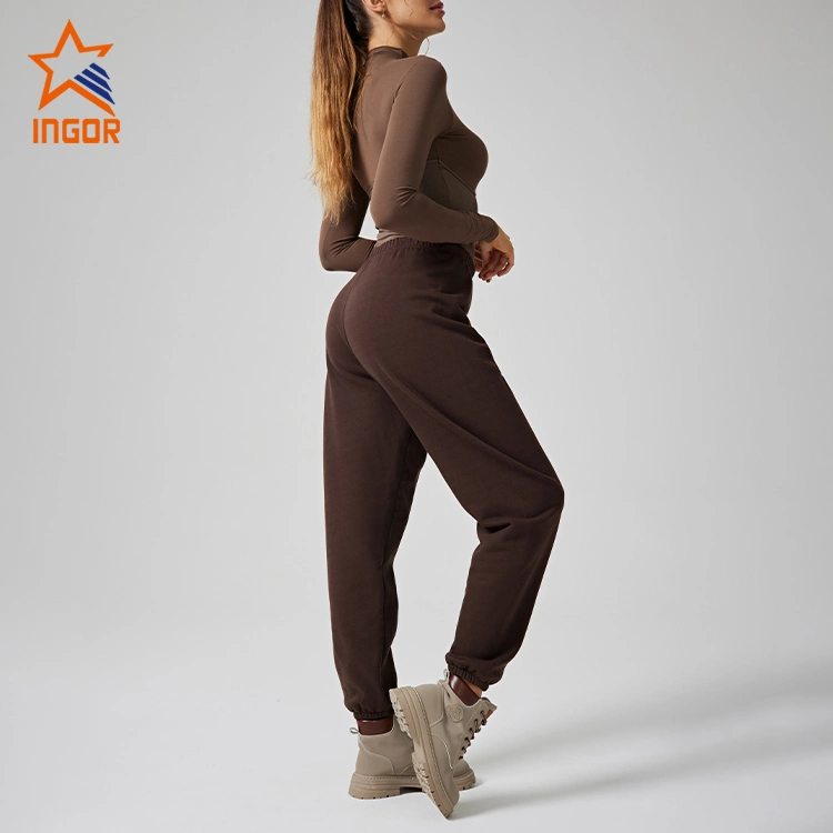 Ingor Sportswear Ladies Clothing Wholesale/Supplier Custom Streetwear Women Long Sleeve T Shirt & Pants Sets Fashion Apparel