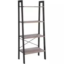 4-Tier Bookshelf Storage Rack Shelves for Bedroom or Bathroom Industrial Accent Furniture