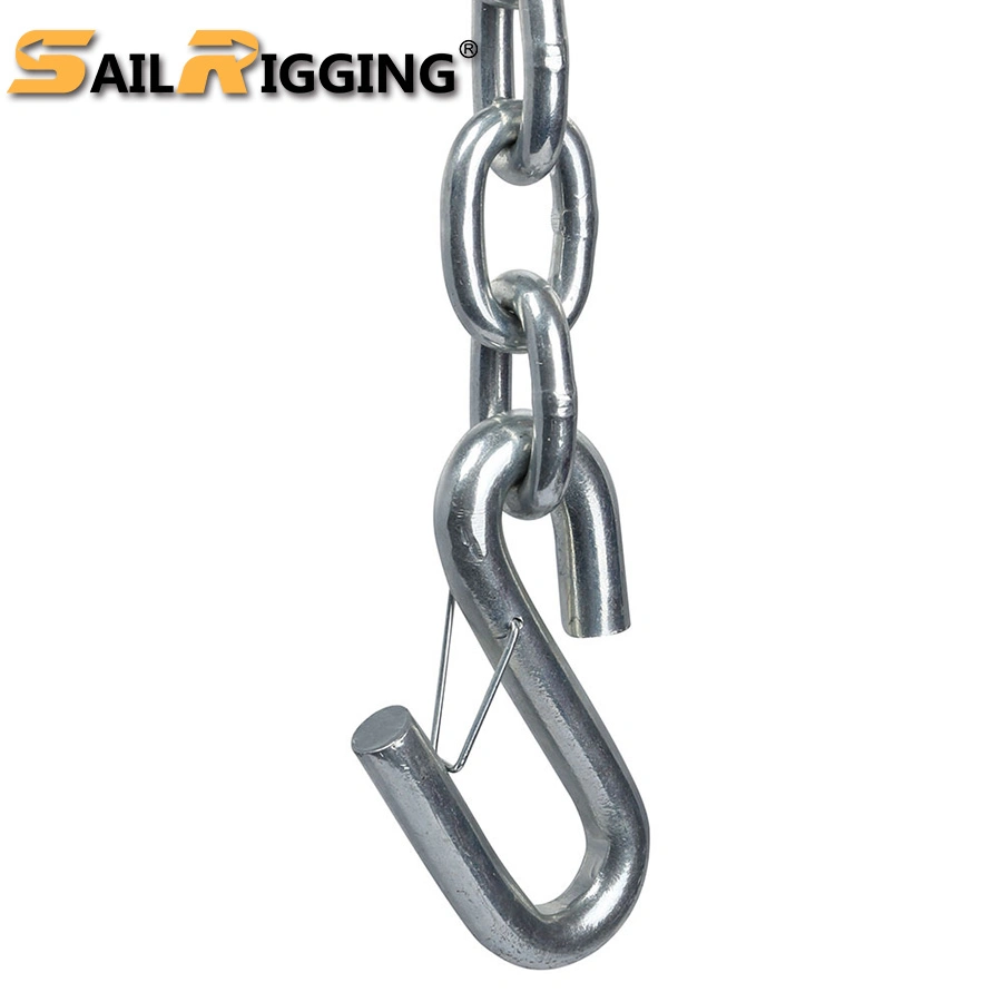 Heavy Duty Steel 48" Safety Chain with Spring Hooks Secures Tow Vehicle