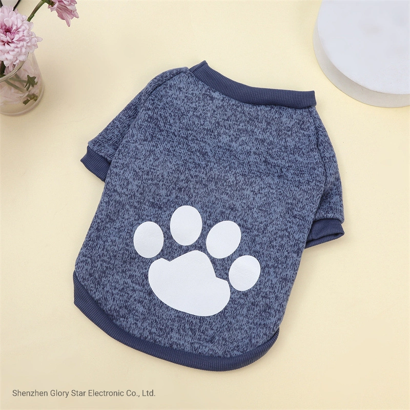 Otoño Invierno Paw Print accesorios para mascotas suéter de lana la ropa de perros