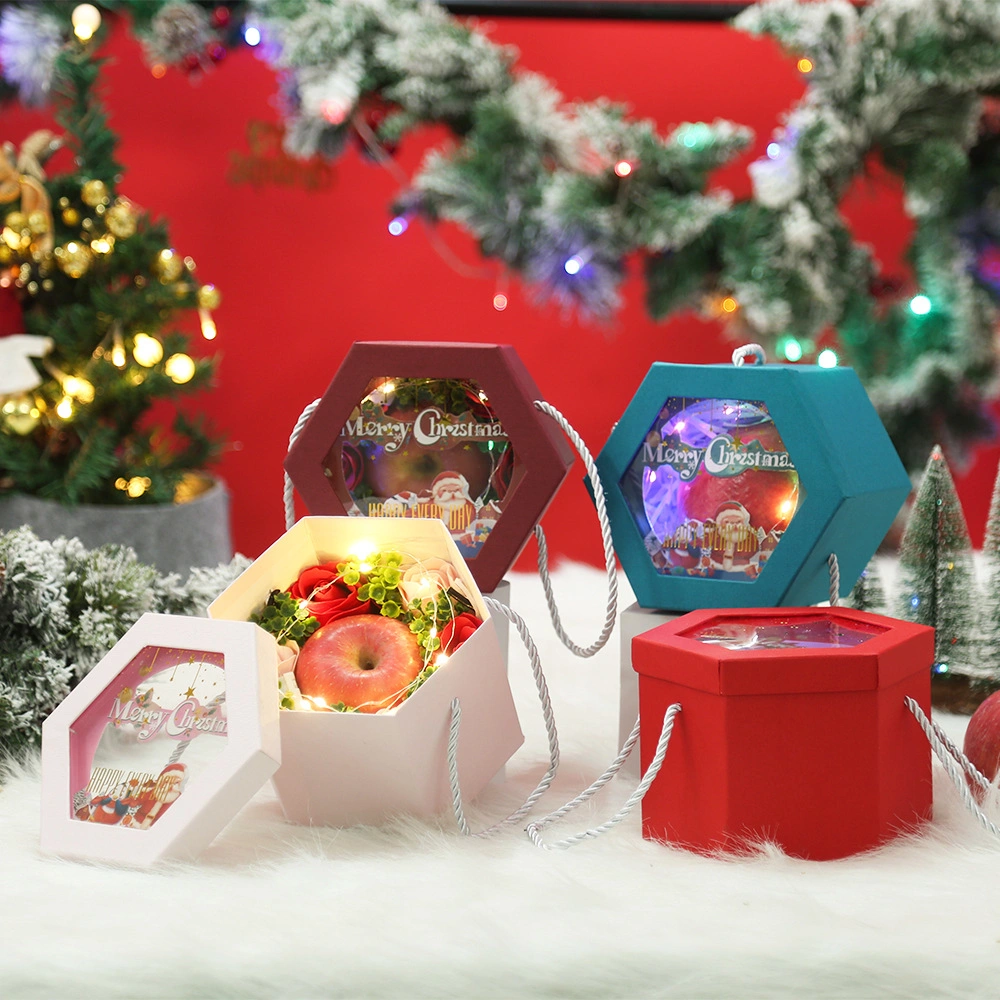 Caja de regalo de Navidad Apple paquete de regalo dulces de Navidad Adornos de Navidad de alta calidad paquete paquete de la barra de dulces de navidad vela Bufanda de verificación