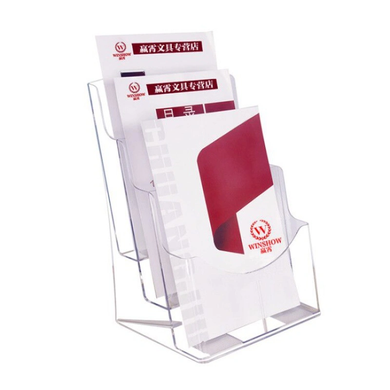 Custom Outdoor Corrugated Cardboard Clear Acrylic Brochure Holder Floor Standing Folding Magazine Brochure Display Holder