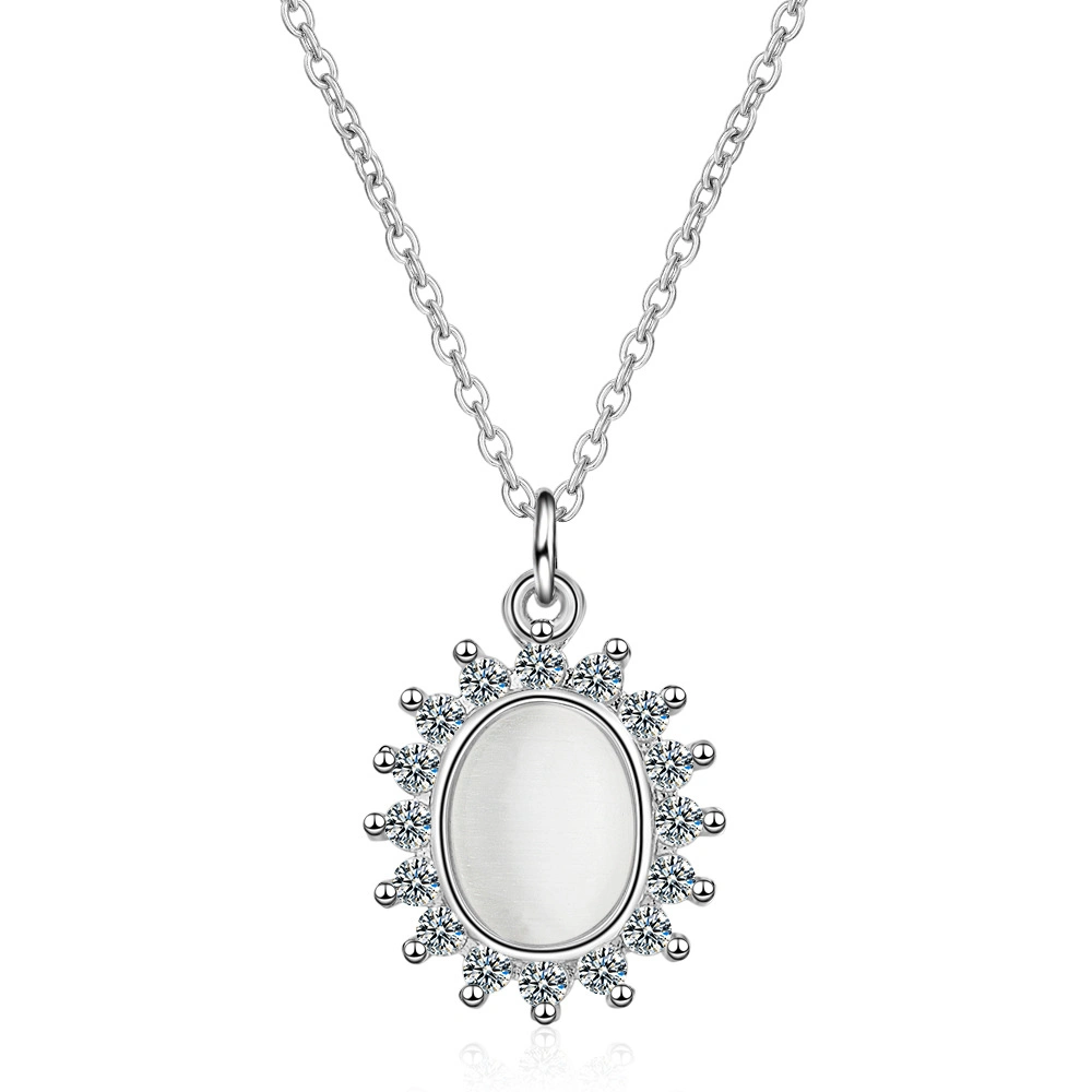 Mode de remplissage de fleur de pierres zircon Opal Collier court