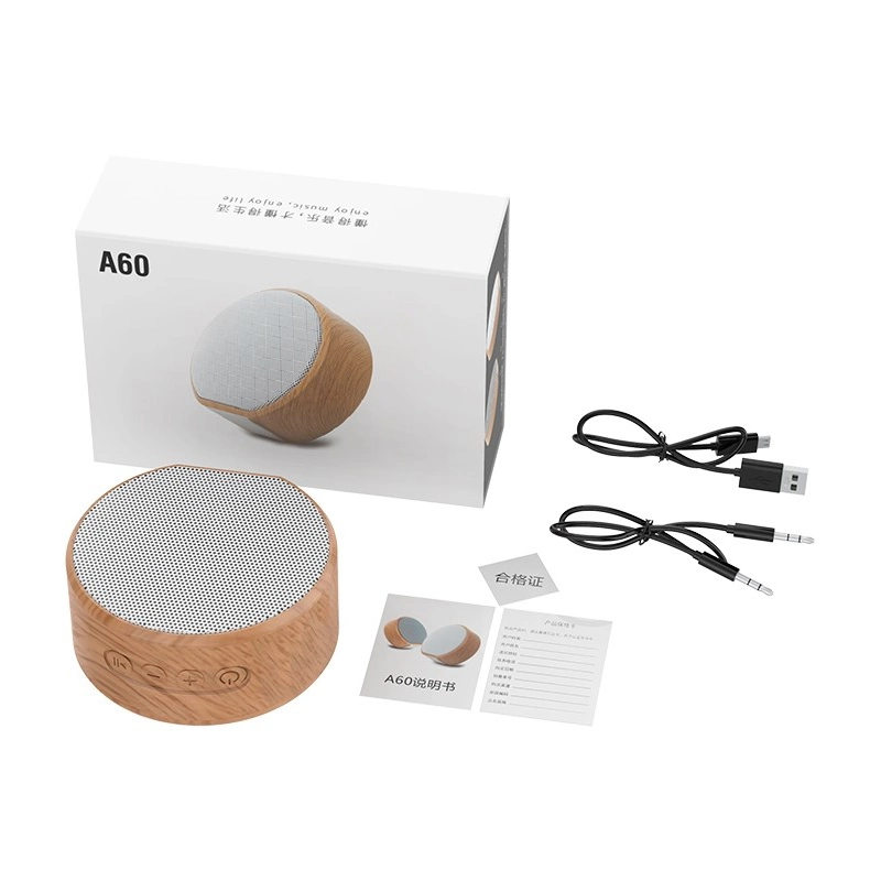 A60 Wood Grain Wireless Bluetooth Speaker Portable Mini Subwoofer O Stereo Loudspeaker Support TF Aux USB