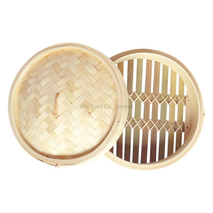 Eco-Friendly Round Natural Handmade Bamboo Steamer Cookware