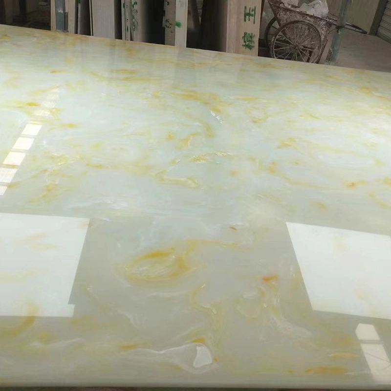 Blanc poli/jaune/beige/Vert Pierre artificielle/synthétique/marbre artificiel Onyx grandes dalles pour Décorations d'intérieur/fond de mur à prix réduit