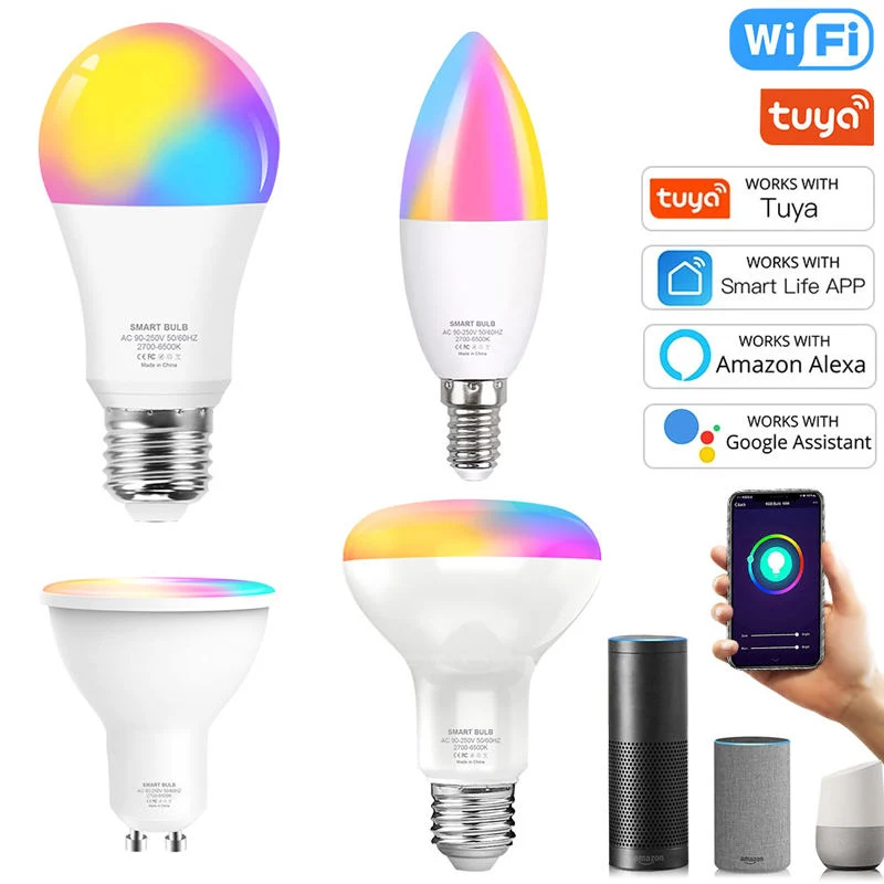 Smart Tuya RGB Dimmable Lamp E27 B22 Emergency IC LED Bulb Light