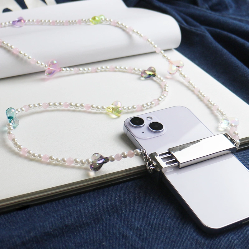 Handyhülle Universal Heart Shape Pearl Messenger Strap Handyhülle Zubehör