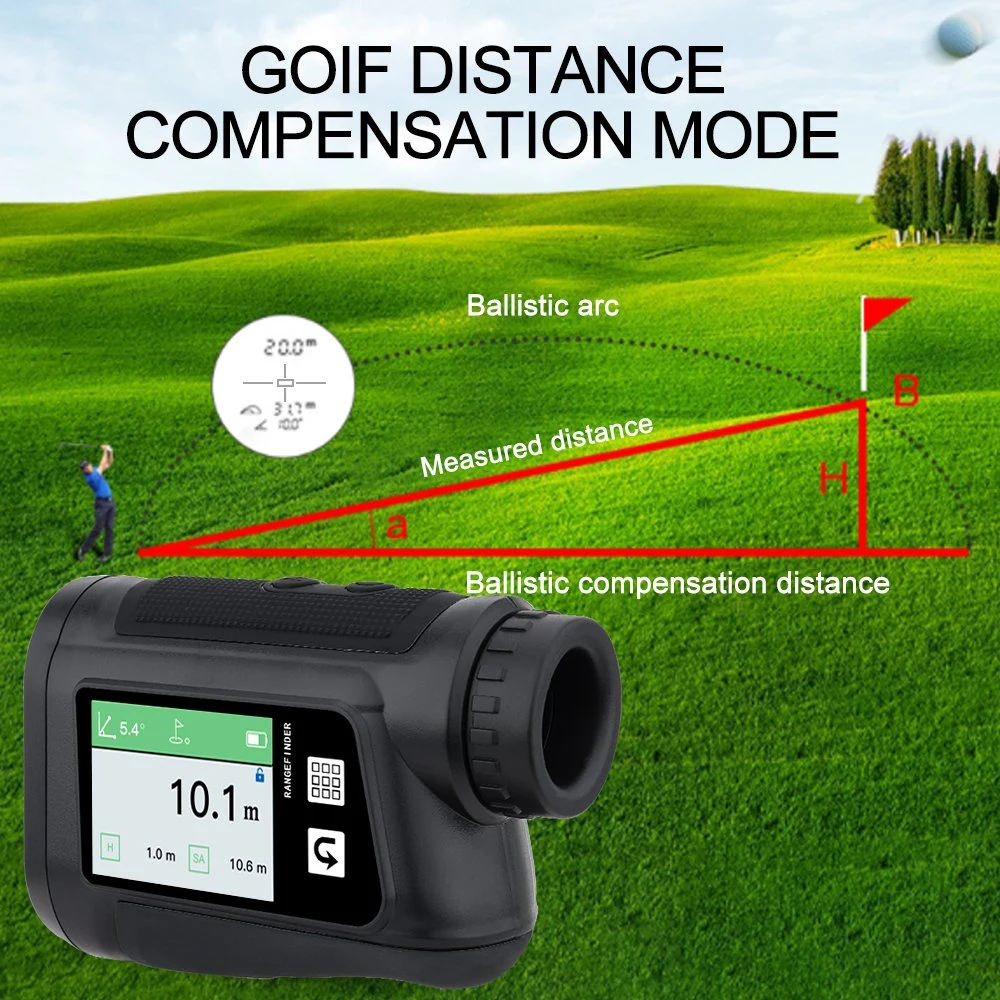 1200 yardas Golf Laser Range Finder 6X, Laser Rangefinder con pantalla táctil LCD, Telescope Rangefinder para Golf o Caza con función de voz y USB Charing