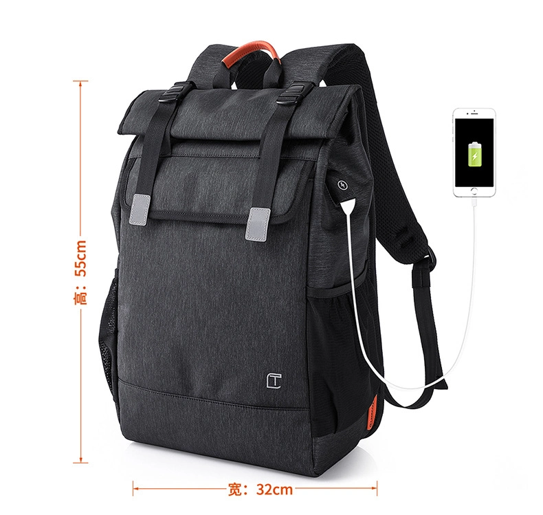 Fashion Men Double Shoulder Business Travel Leisure Laptop Computer Notebook Backpack Pack Bag with USB (CY1822)