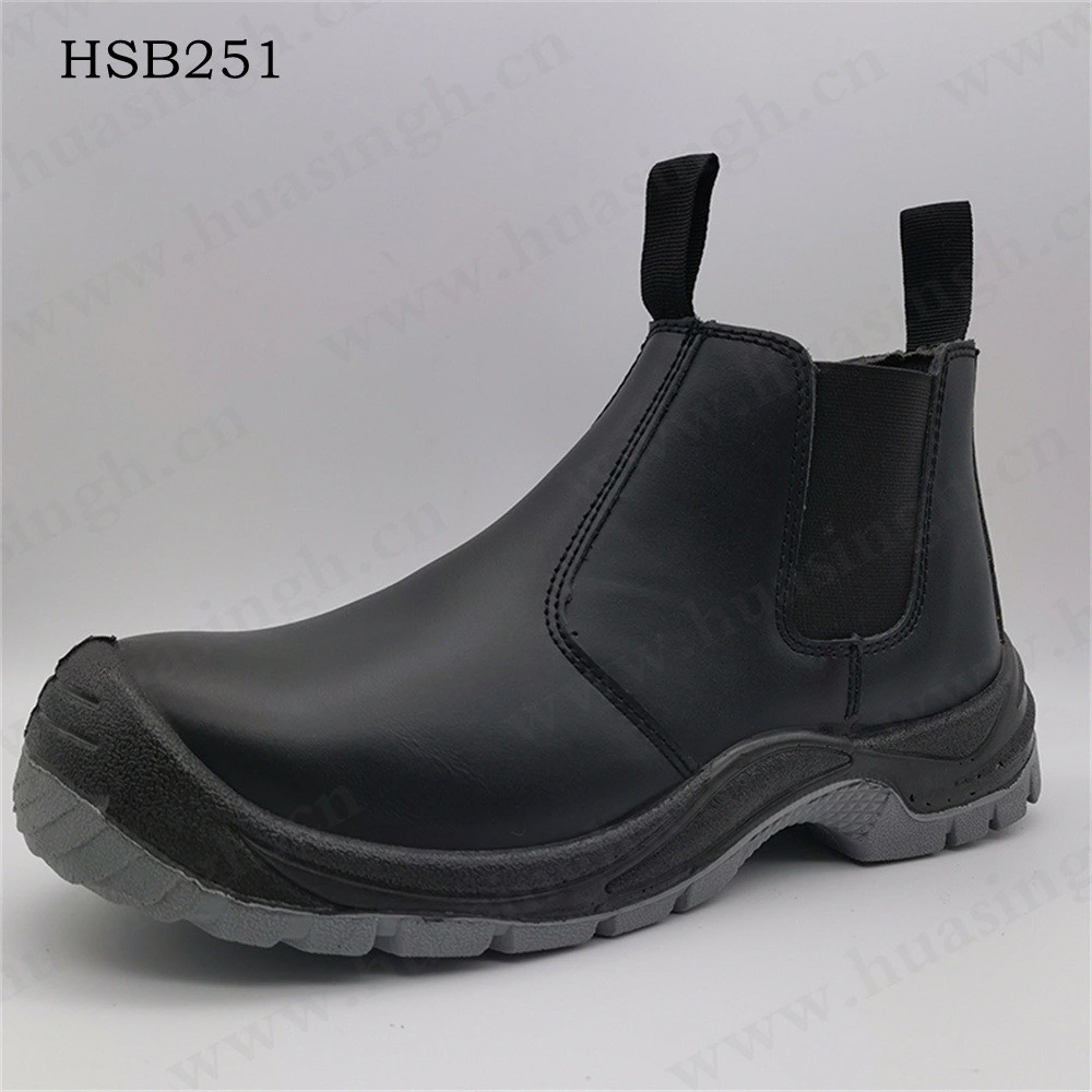 LXG, Botas de seguridad de cuero en relieve ESD de buena calidad antipinchazo PU/PU suela exterior Zapata de seguridad con lengüetas de doble tracción HSB251