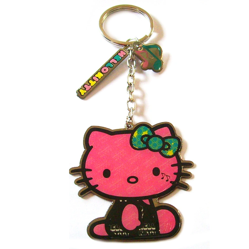 Factory Custom Made Stainless Iron Accessory Manufacturer Customized Anime Ornament Keychain Bespoke Wholesale Fashion Printed Metal Hello Kitty Keyring