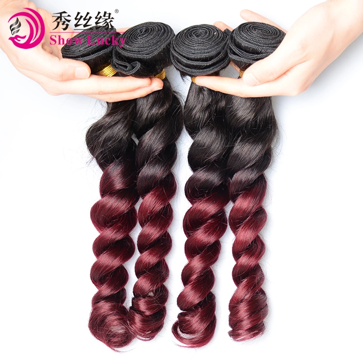 Full Cuticle Loose Wave Mongolian Ombre #1b/99j Raw Virgin Human Hair Product