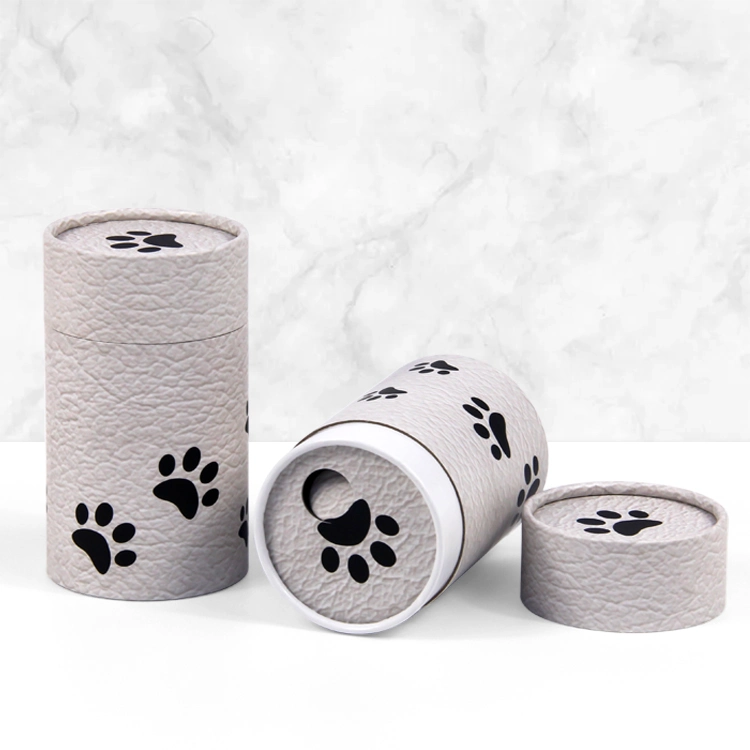 Firstsail Grey Cat Paw Printed Funeral Supplies Powder Paper Scatter Tube Cremation Pet Urns for Ashes