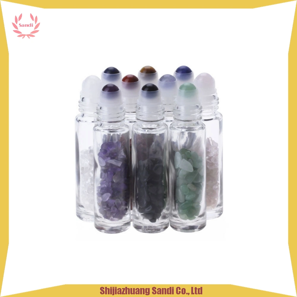 5ml 10ml Frosted Glass Roll on Perfume Bottle Crystal Gemstone Roller Ball Essential Oil Roller Bottle