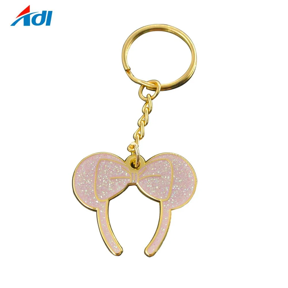 Promotional Custom Novelty Logo Metal Glitter Keychain for Gift