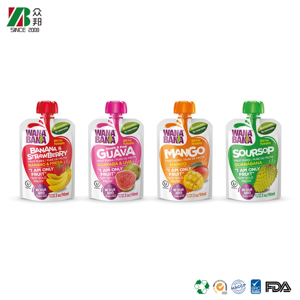 Reusable Plastic Fitment Stand up Spout Pouch for Juice Souce Jam Packaging