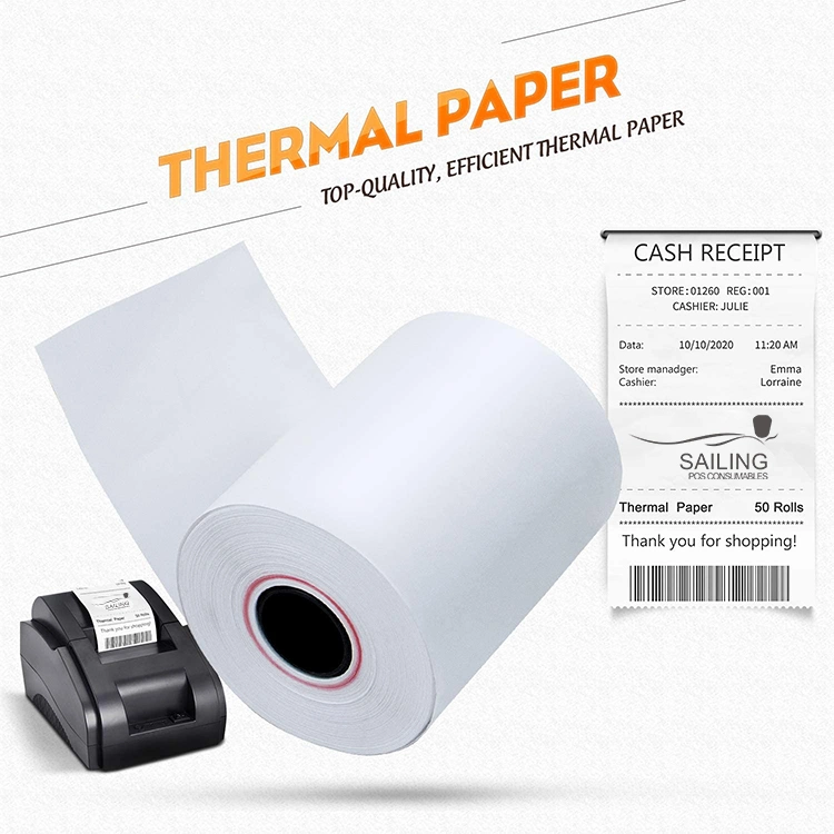 Personnalise les formats papier pour caisse enregistreuse papier pour réception thermique 57 mm 80 mm Rouleaux