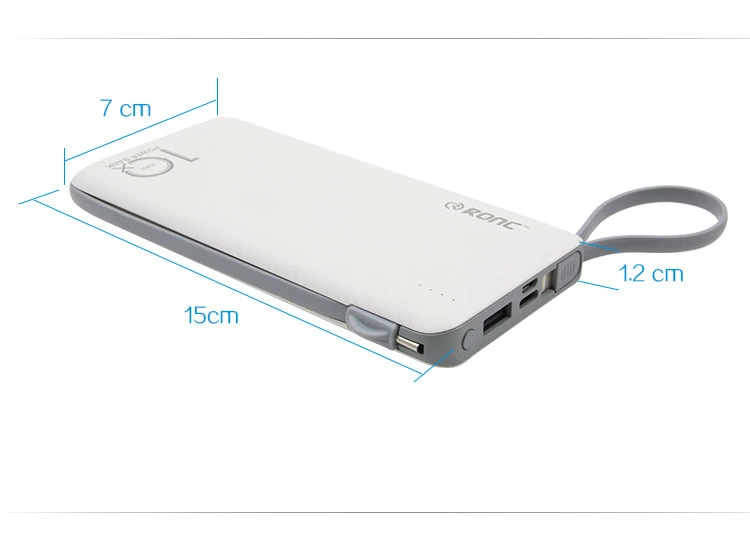 La alta calidad de Viaje Mini 10000mAh cargador de móvil Banco de potencia con USB cable de datos