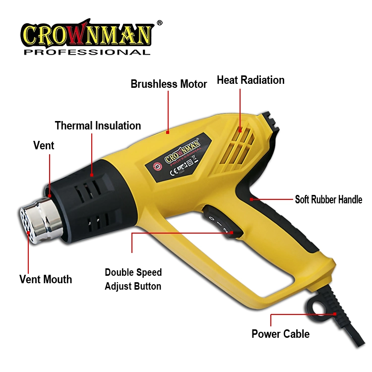 Crownman Hand Tools, Power Tools, 2000W Portable Electric Hot Air Gun with 220V/50-60Hz for Heating Screen Repair Computer Shrinking PVC Stripping Paint