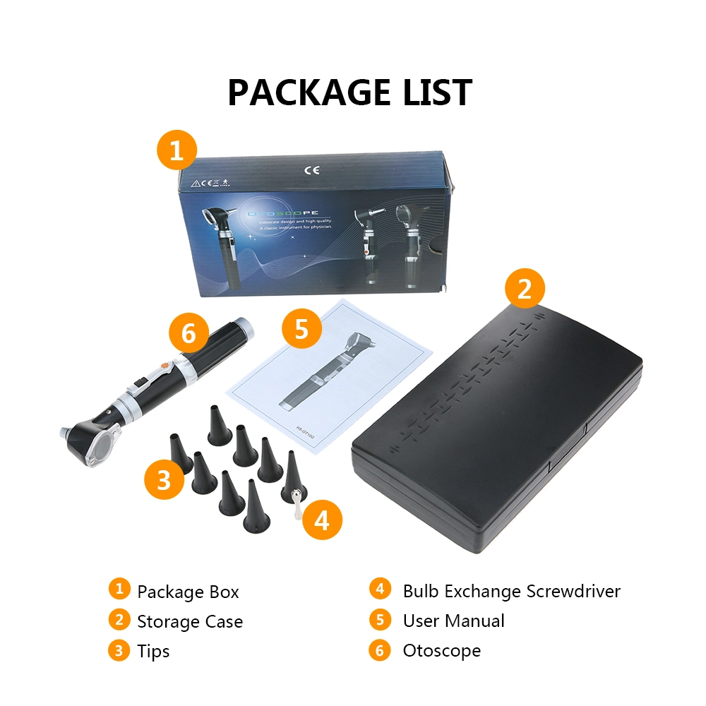 Kit de diagnostic Otoscopio professionnel médical à domicile médecin Ent soins de l'oreille Kit de nettoyage pour oreilles d'otoscope portable à LED d'endoscope avec 8 embouts