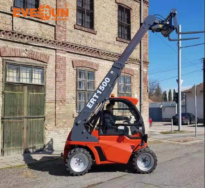 Everun Ert1500 1.35ton Telescopic Boom Compact Telehandler Mini Carregador de Rodas Telescópico Pequeno Equipamento Agrícola/Construção com Euro5/EPA4.