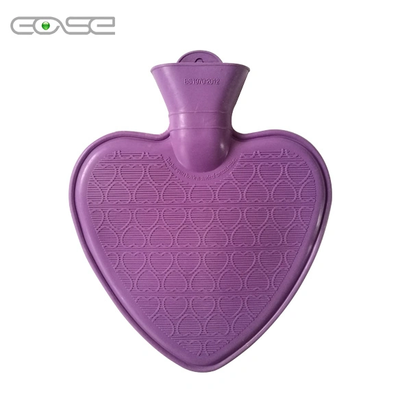 BS Standard Heart Shape Hot Water Bag Warming Rubber Long Hot Water Bottle