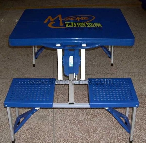 Telecom Bank Outdoor Display Working Folding up Table with Chairs