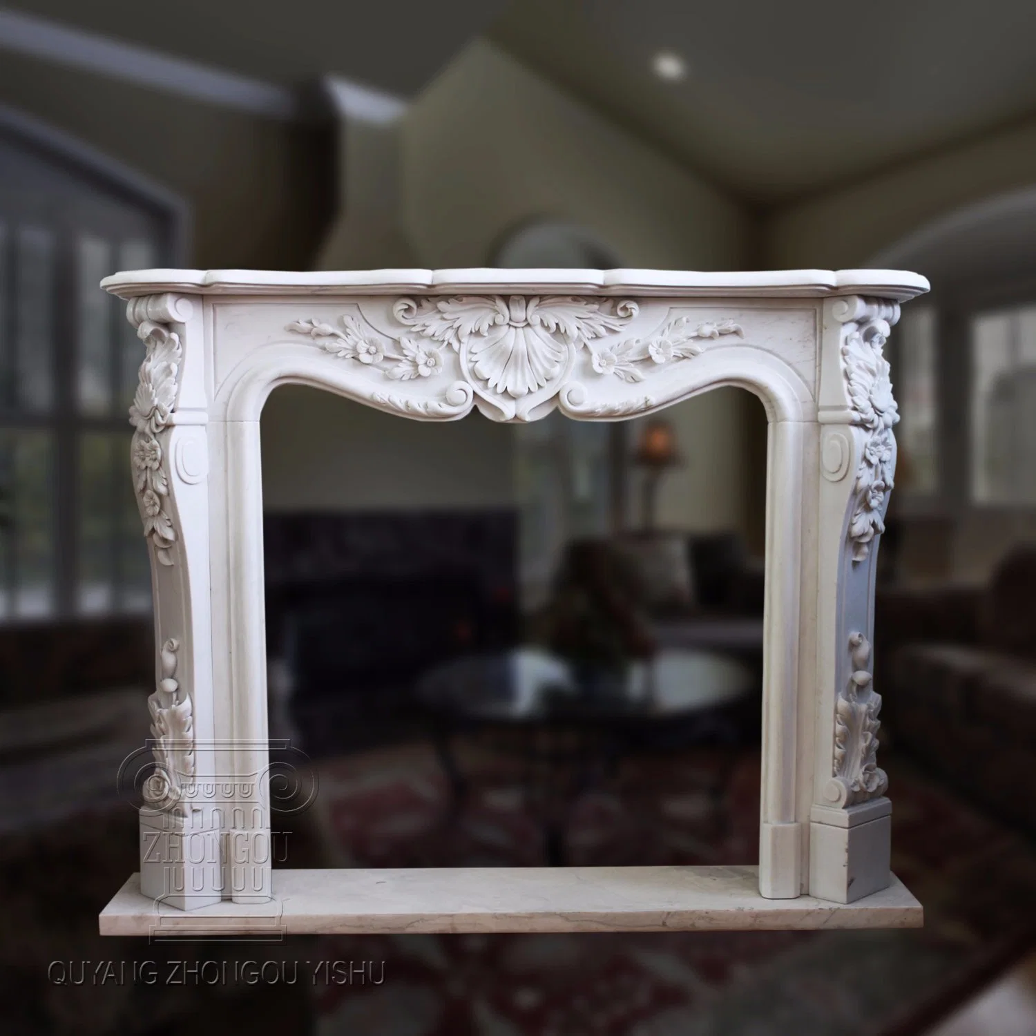 Elegant Stone Carving Marble Fireplace Surround for Home Decoration