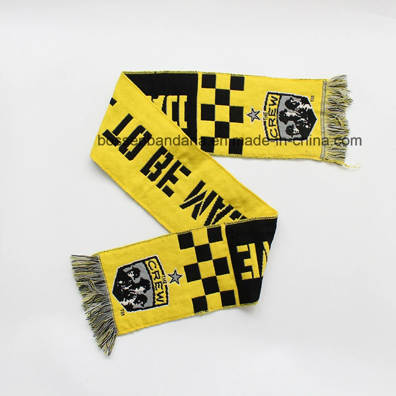 Factory OEM Customized Jacquard Acrylic Knit Football Team Bar Supporters Scarf