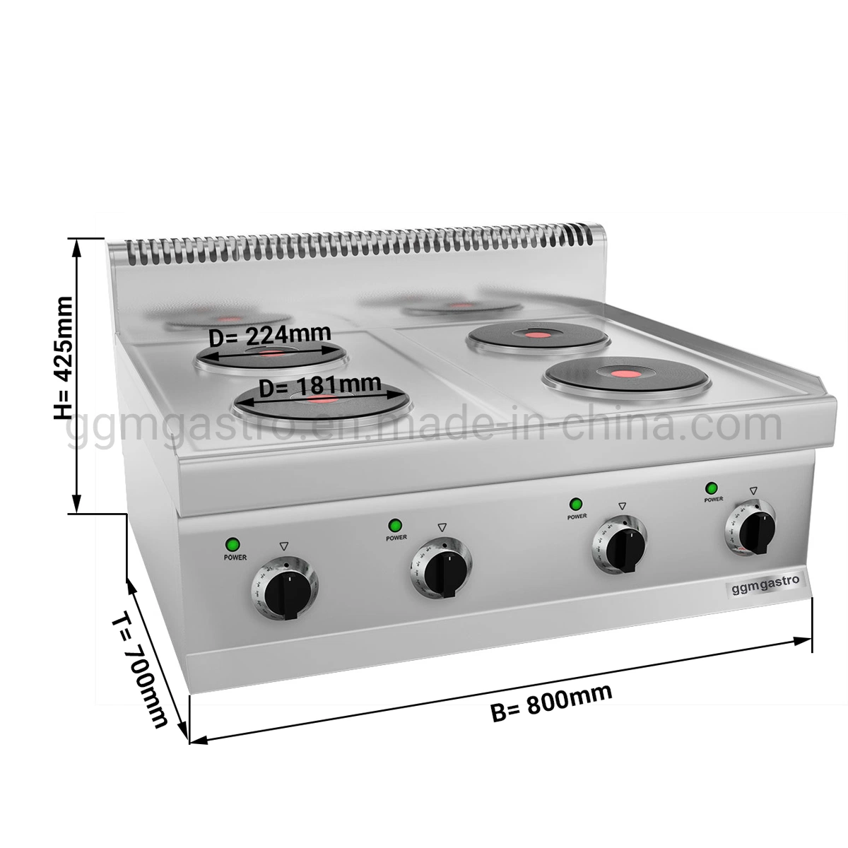 Commercial Kitchen Cooking Equipment Electric Stove 4X Plates Round (10.4 kW)