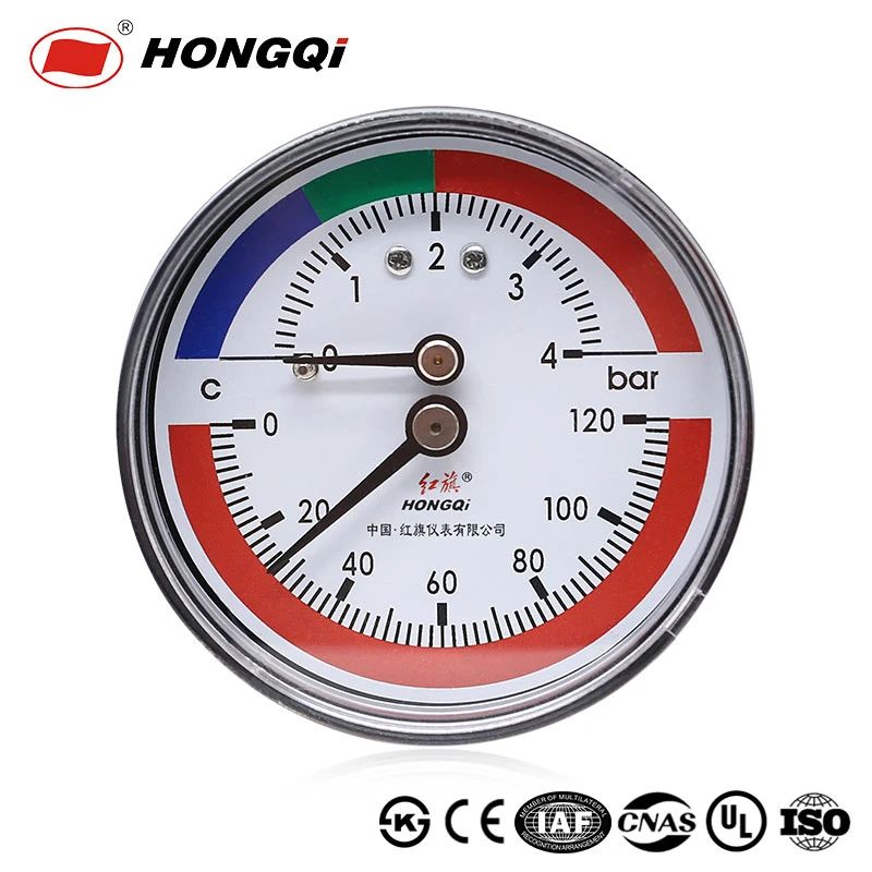 Temperature Pressure Gauge for Hot Water Boilersimultaneous Measurement Dual Scale Pressure Thermometer