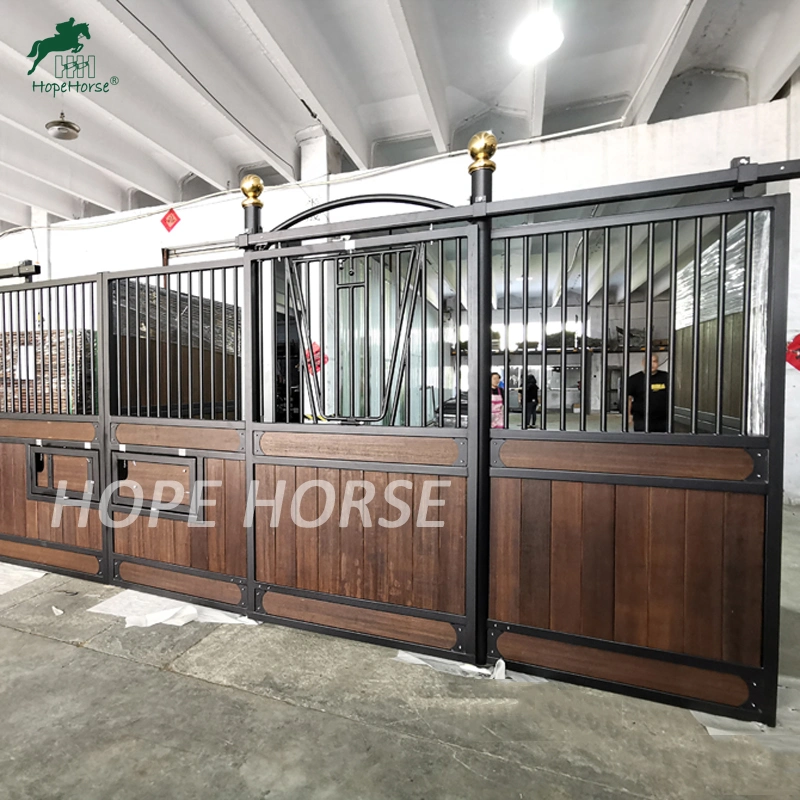 Steel Frame Horse Stall Wooden Panel Stables Horse Stall Boxes