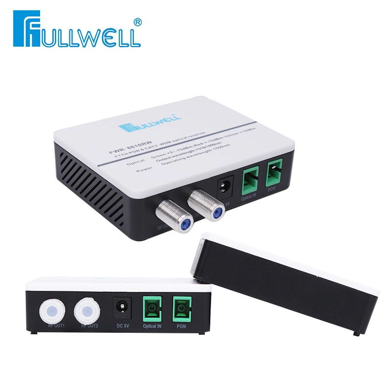 Fullwell FTTH Indoor mini receptor óptico nodo con la construcción de Pon Wdm con 2 salidas RF CATV