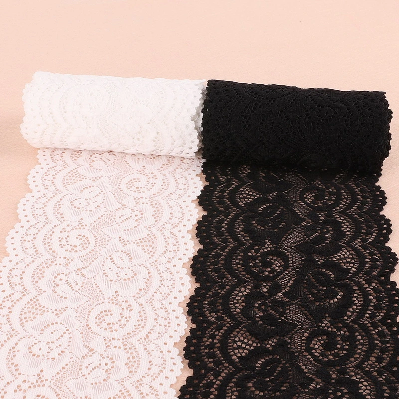 Supe Wide White Black Pierced Lace Fabric Trim Ribbons DIY Sewing Garment Wedding