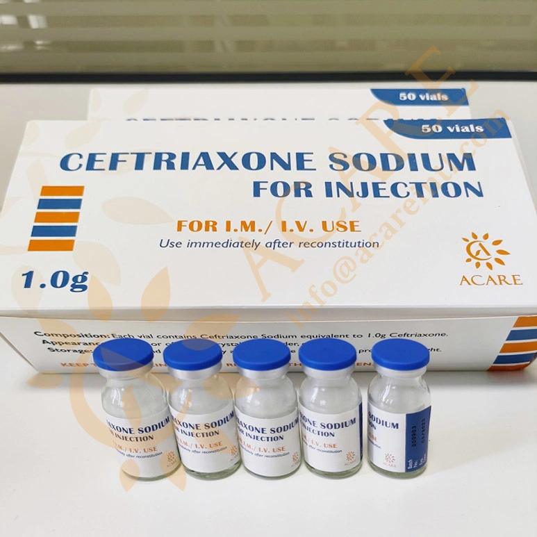 GMP Approved Ceftriaxone Sodium for Injection with/ Without Water or Lido 500mg or 1g