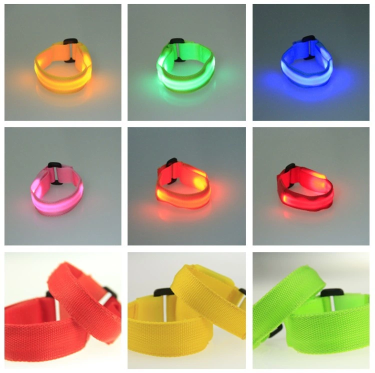 cadeau de promotion de la sécurité en Nylon de l'exécution d'avertissement Bougies LED de couleur de la bande Bracelet Bracelet Sport