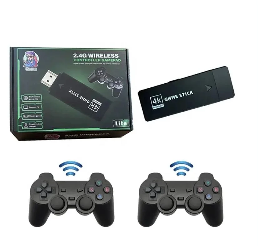 64G M8 4K Game Stick Mini Consola Box Retro TV Video Game Console 2.4G Wireless Gamepad Game Player for PS1/Gba