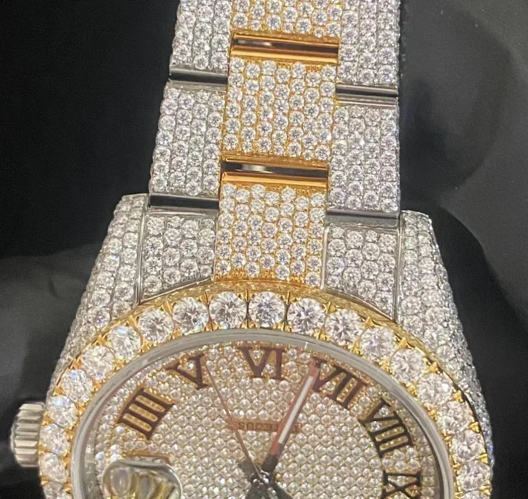 La joyería de lujo del fabricante chino de Vvs Hand-Style Men' S Moissanite reloj de diamantes Joyería Hip-Hop