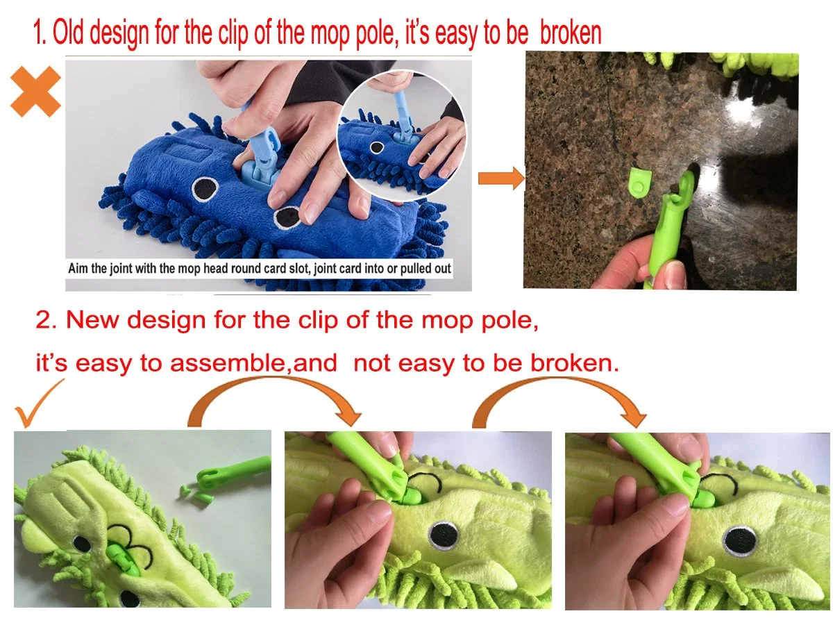 360 Degree Rotation Detachable Children Mini Microfiber Chenille Cartoon Flat Dust Mop