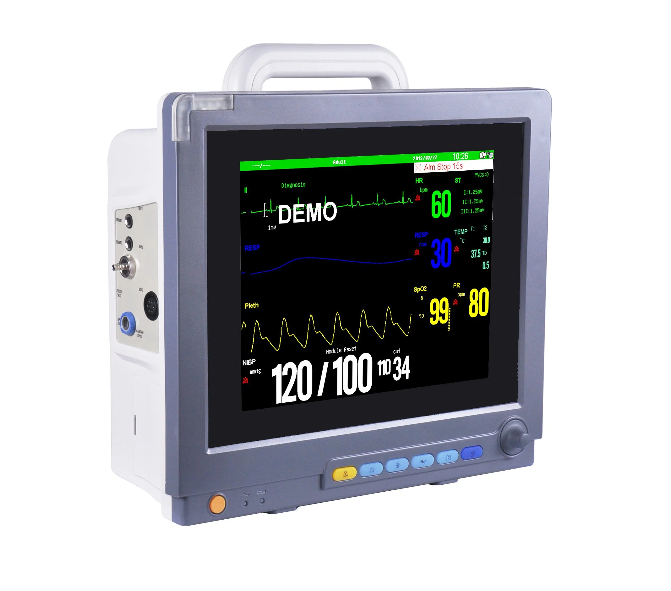 Moniteur de chevet portable médical multilingue six paramètres de la pression artérielle Moniteur patient