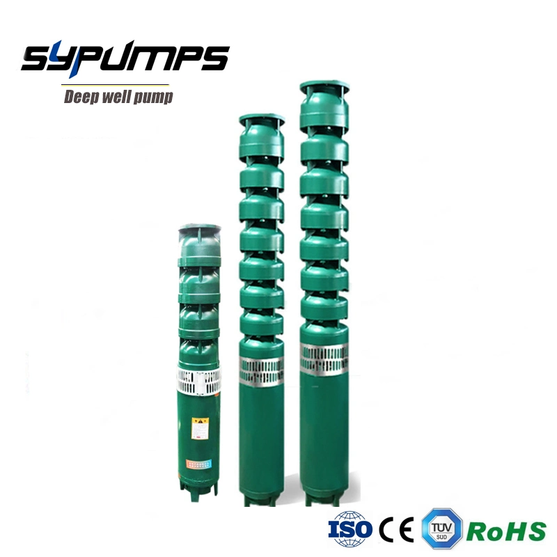 Pompe électrique à eau propre submersible à puits profond centrifuge à haute pression et à plusieurs étages verticale.