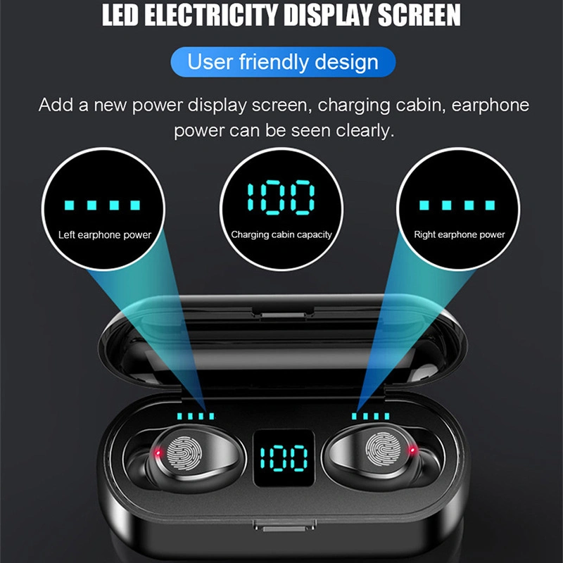 Display Charge Box Ohrstöpsel Ohrhörer mit Powerbank Mobiltelefon Aufladen für Sport Kopfhörer